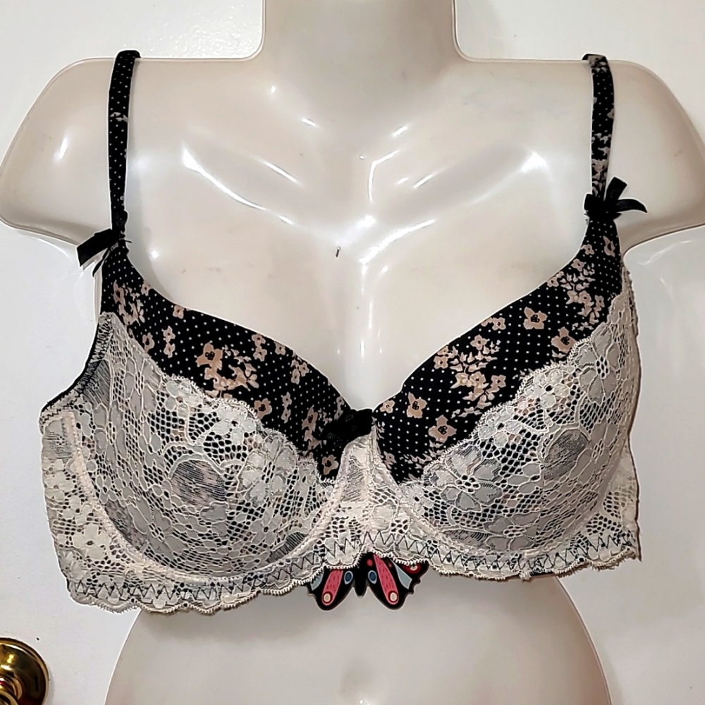 New York Elegance Bra floral black lace detail US 42D B9